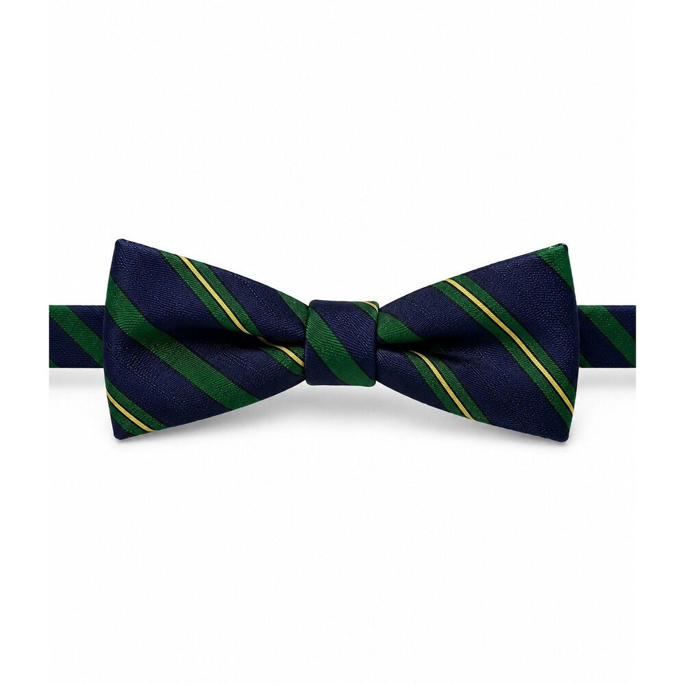 Beauties Ltd Vermont Men's Silk Stripe Adjustable Bow Tie Blue Green 1.5"